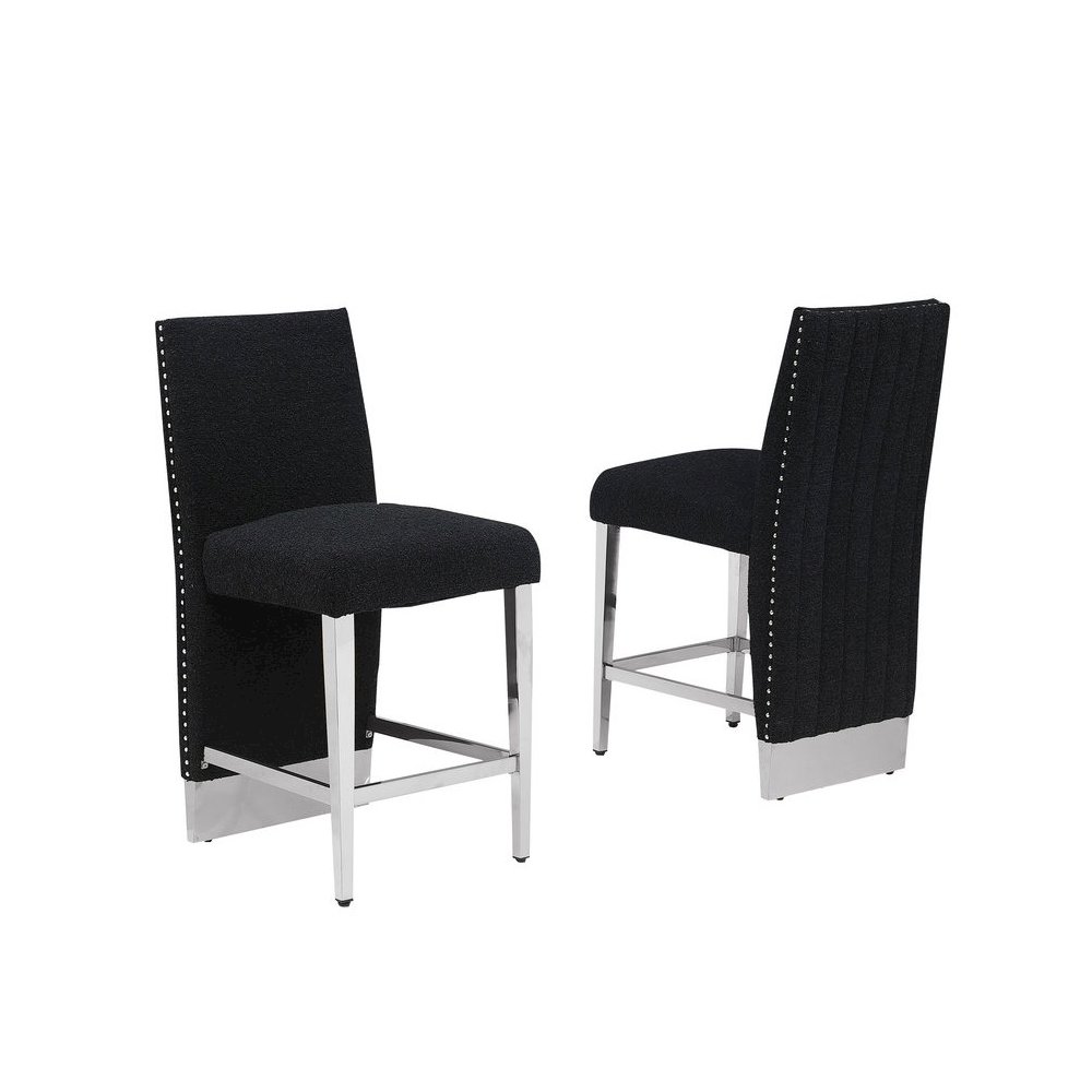 Luxe Black boucle barstools – Set of 2