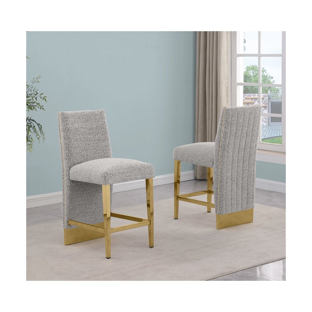 Luxe Rich gray boucle counter height chairs – Set of 2