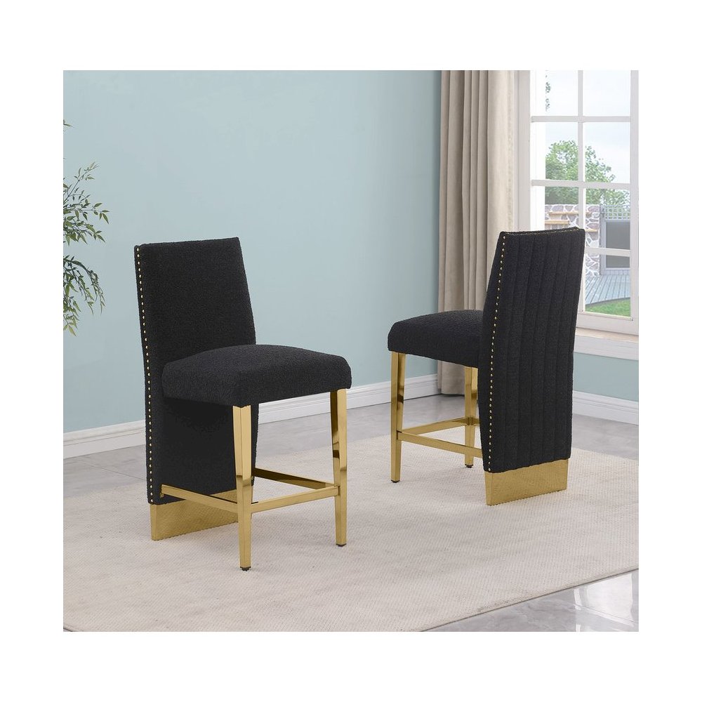 Luxe Black boucle barstools – Set of 2