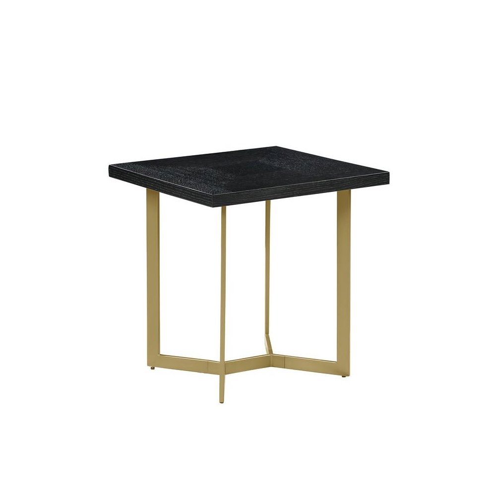Black wood top end table w/ gold color iron legs