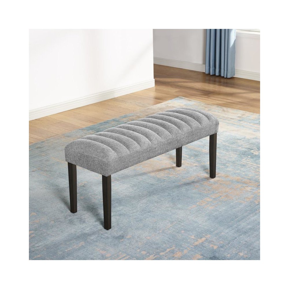 Single dark grey linen fabric dining bench