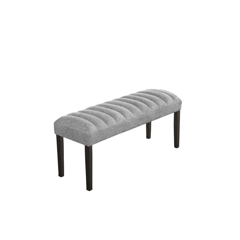 Single dark grey linen fabric dining bench