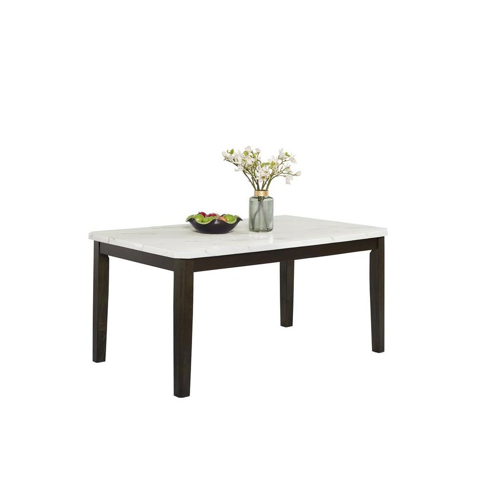 64″ White faux marble dinging table
