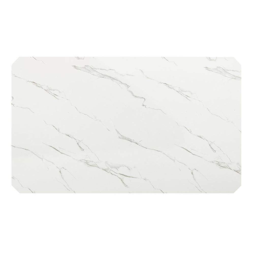 64″ White faux marble dinging table