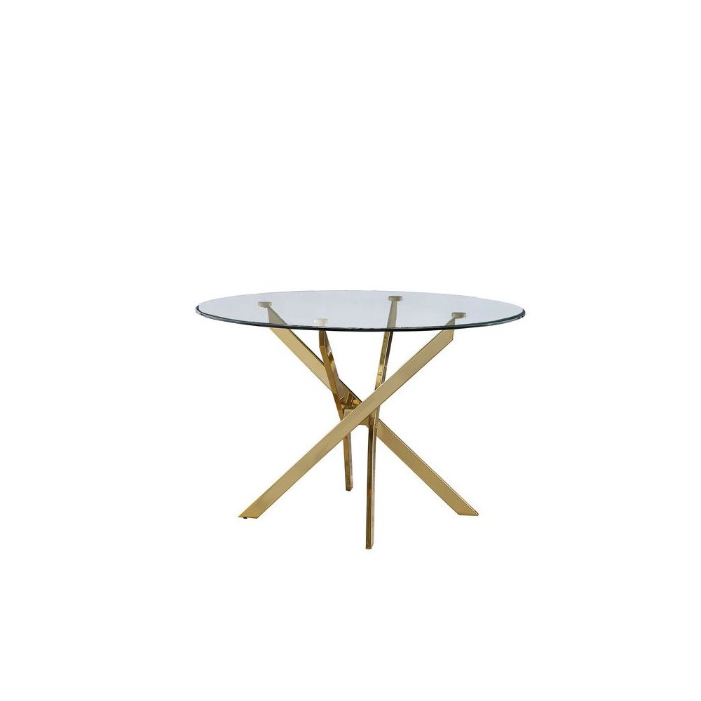 45″ Round Glass dining table with Gold Chrome Base