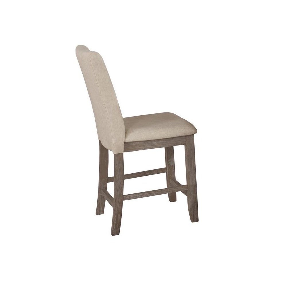 Beige linen fabric counter height dining side chairs (SET OF 2)