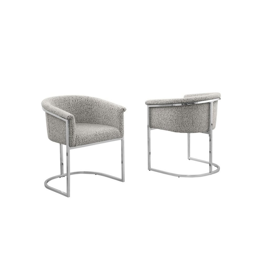Best Quality teddy Boucle in rich gray side chair – Set of 2