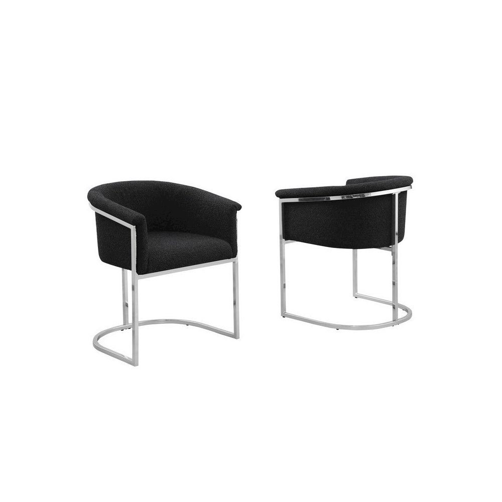 Best Quality teddy Boucle in black side chair – Set of 2