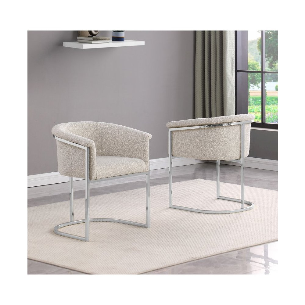 Best Quality teddy Boucle in cream side chair – Set of 2