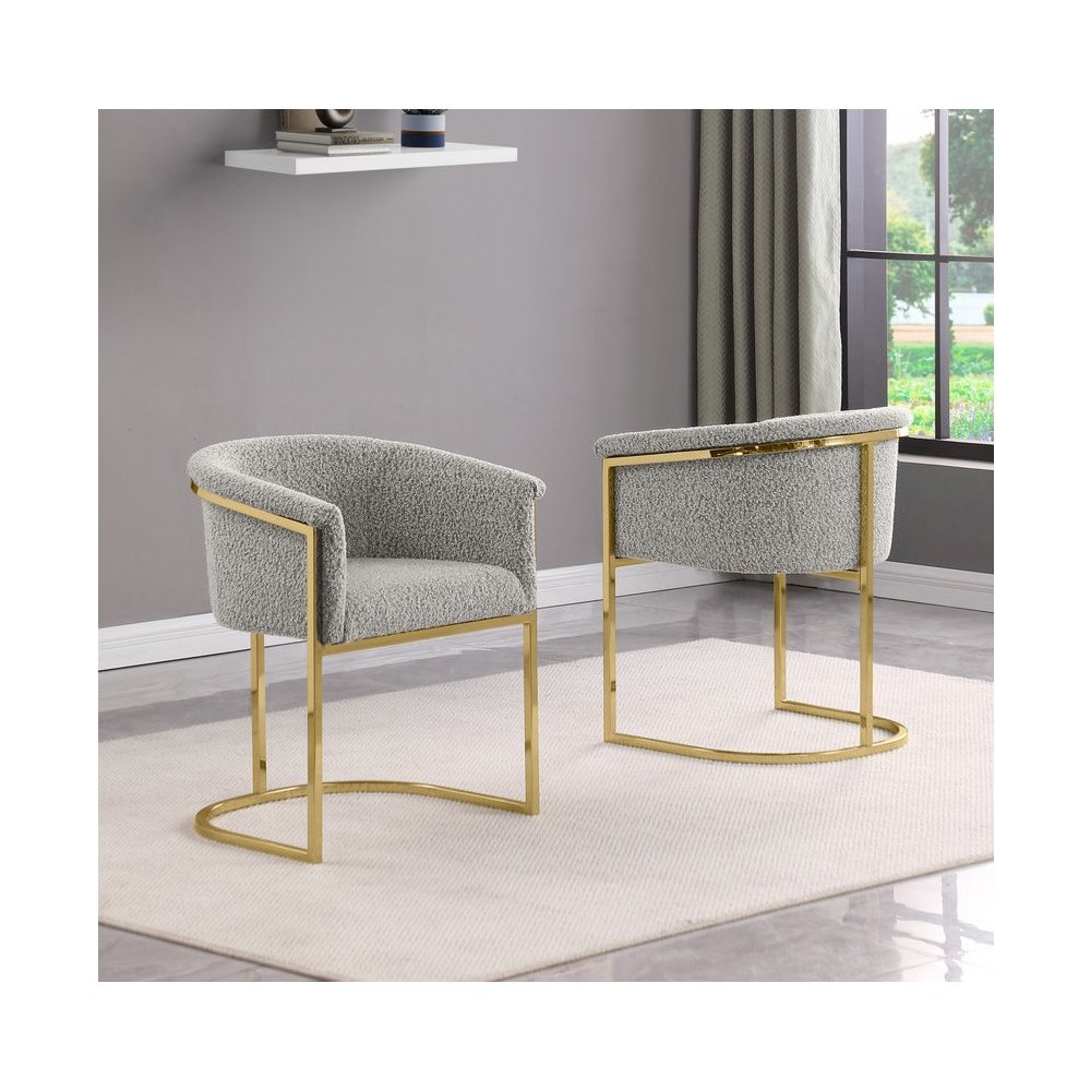 Best Quality teddy Boucle in rich gray side chair – Set of 2