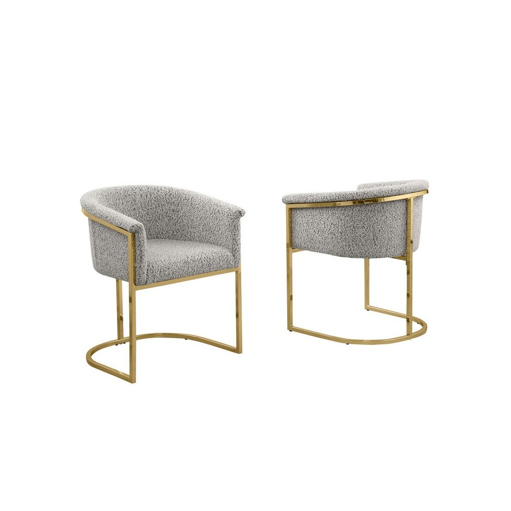 Best Quality teddy Boucle in rich gray side chair – Set of 2
