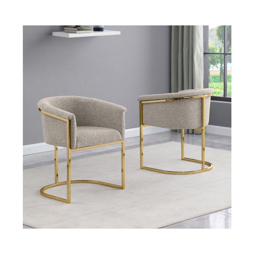 Best Quality teddy Boucle in gray side chair – Set of 2