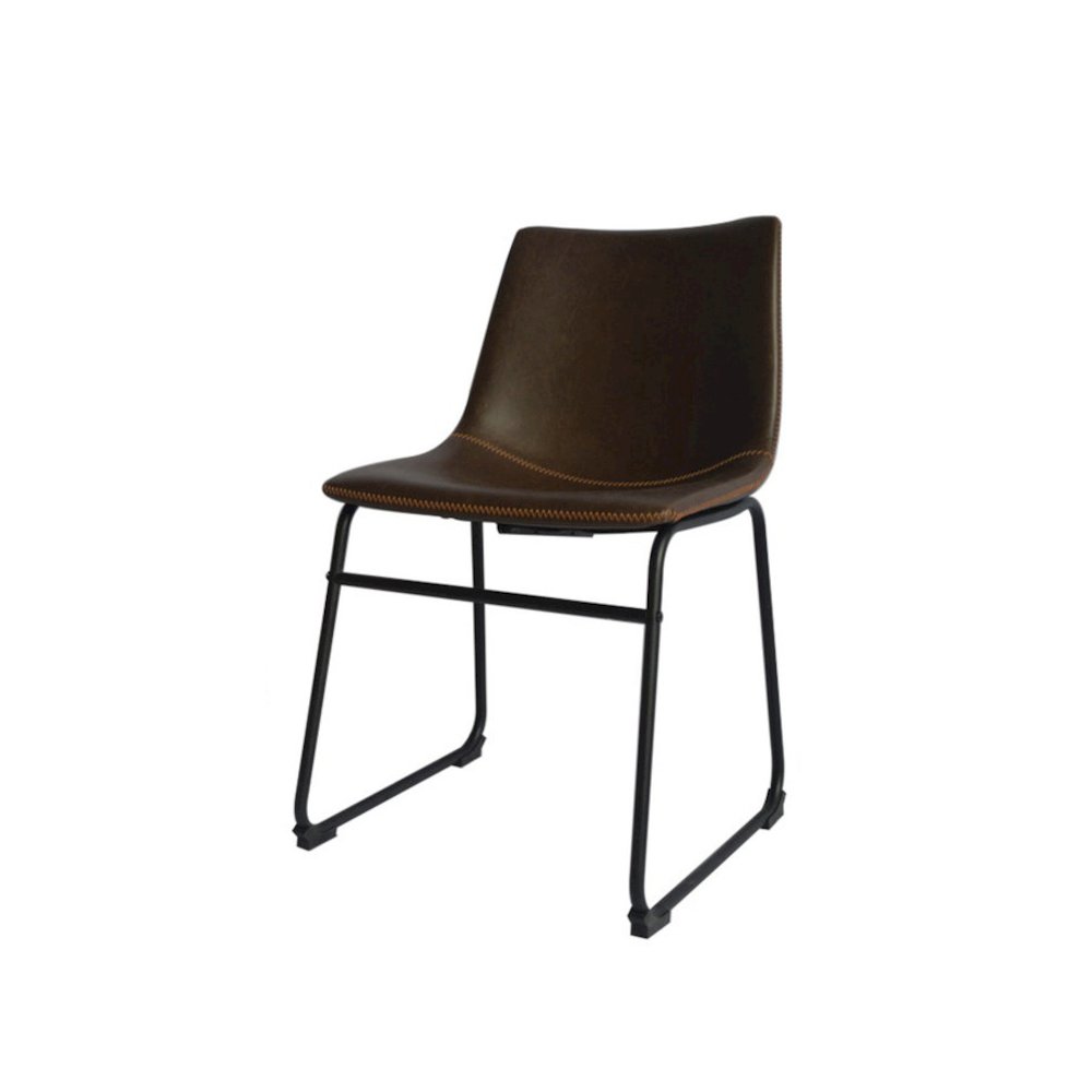 Coffee Faux Leather Dining Side Chair Bucket Seat