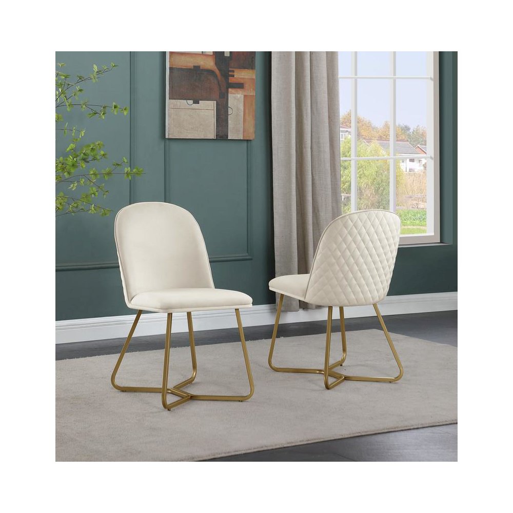Cream velvet side chairs (SET OF 2)