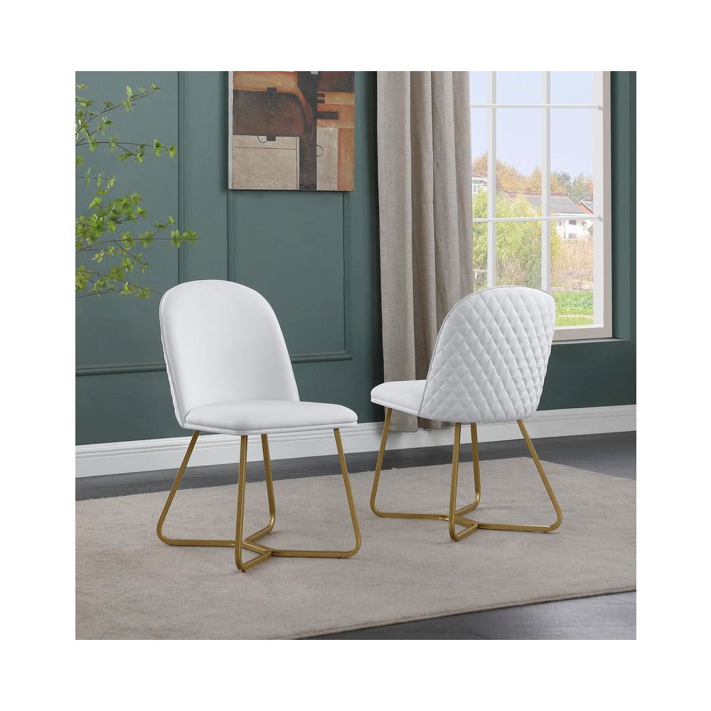 White faux leather side chairs (SET OF 2)