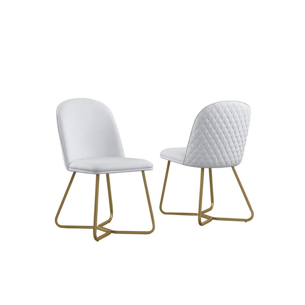 White faux leather side chairs (SET OF 2)