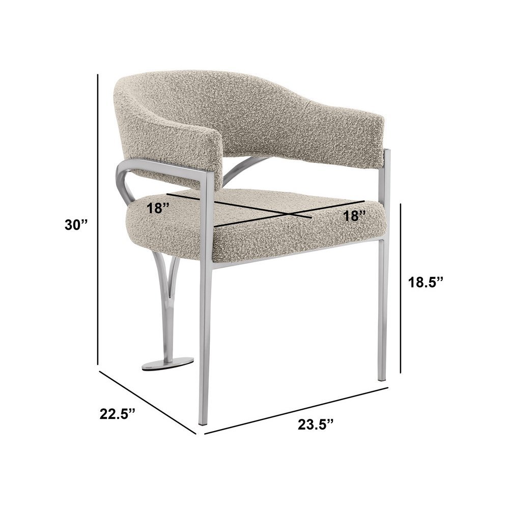 Modern Upholstered Chair with Rich Gray Boucle Fabric Set of 2