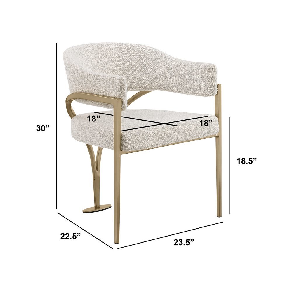 Modern Upholstered Chair with Cream Boucle Fabric Set of 2