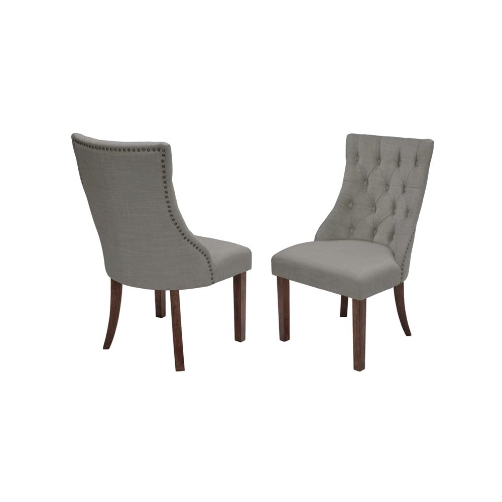 Single Dining Chair in Dark Gray Linen