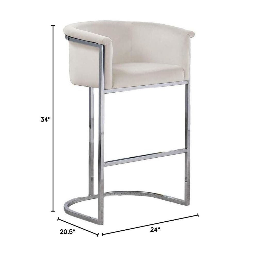 24″ Cream Velvet Upholstered Counter Height with Silver Base Single