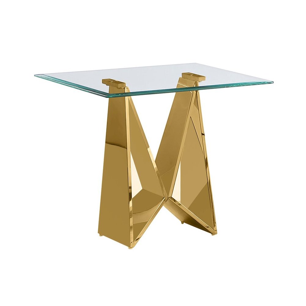 Clear glass End table with a gold color  base