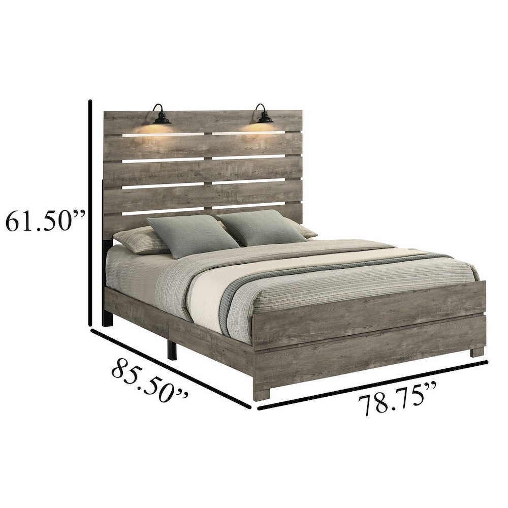4Pc Modern Eastern King Size Panel Bedroom Set In Antique Gray Color