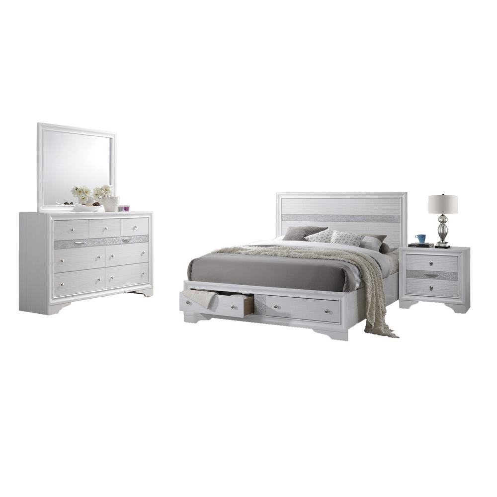 Catherine White Platform Queen Bed – White