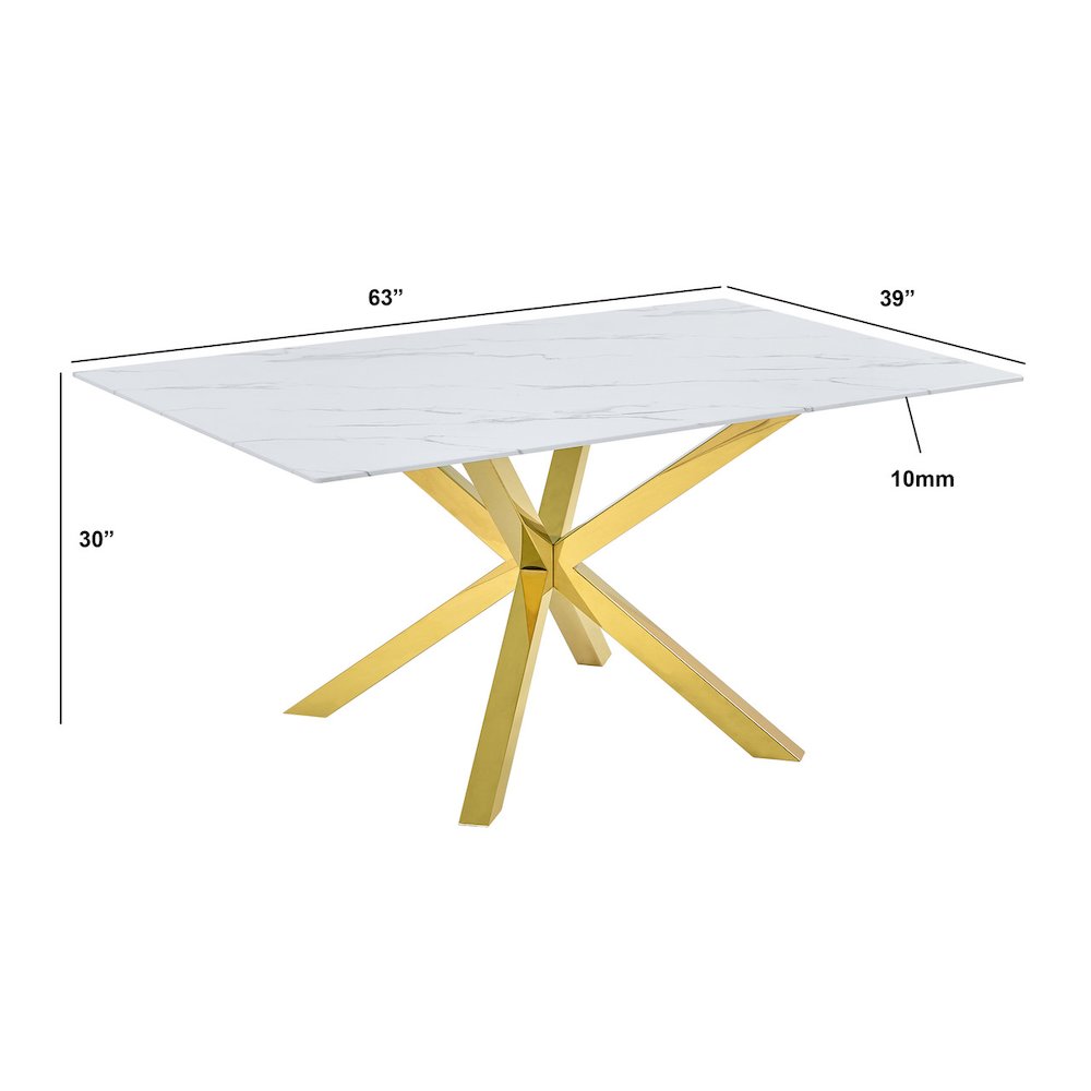 Rectangle White Marble Wrap Glass Dining Table With 6 Grey Side Chairs