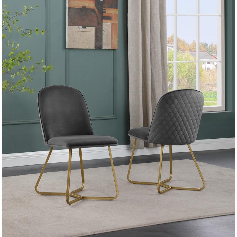 7pc rectangle dining table- Black wood top w/ 6 Dark grey velvet side chairs