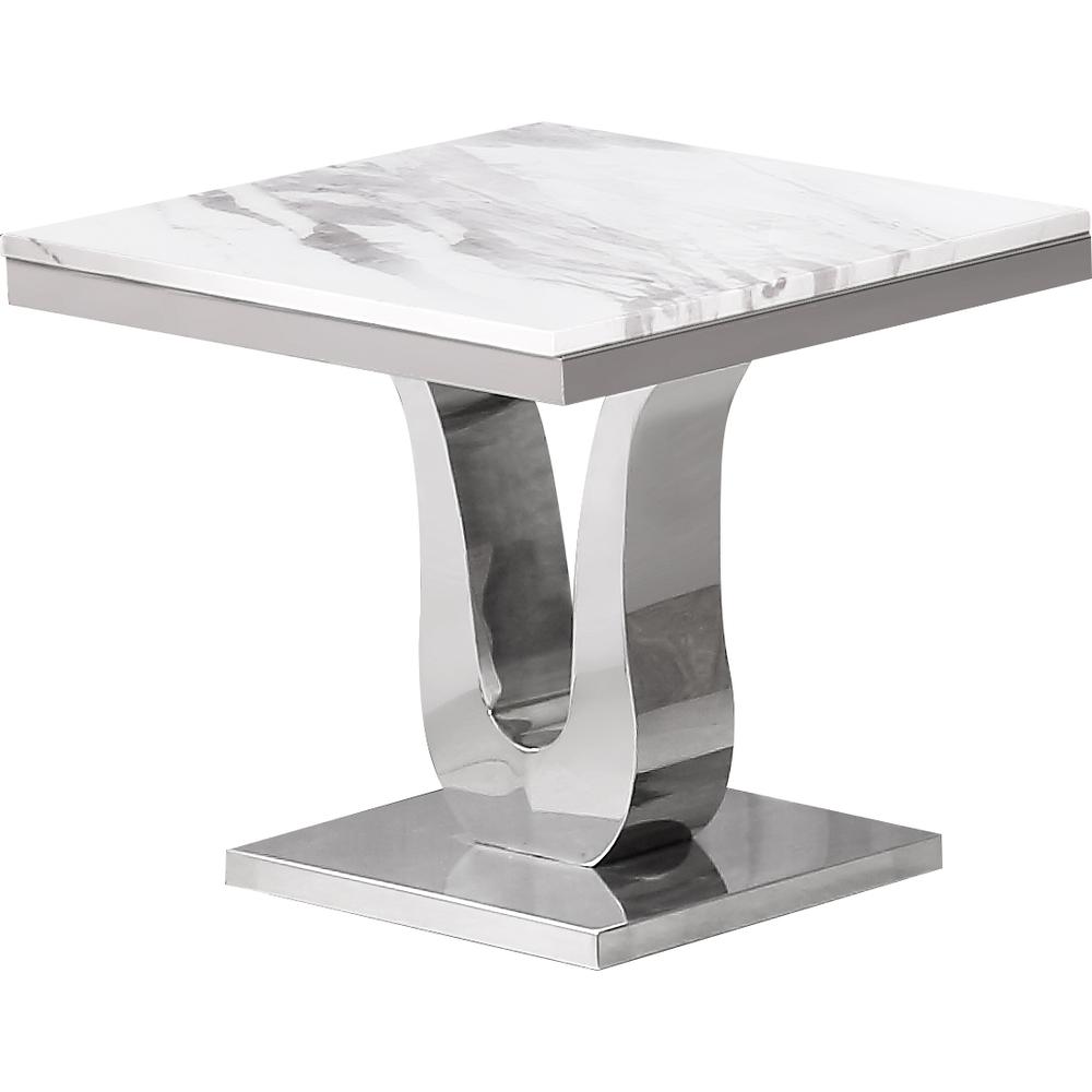 Marble Top End Table with Stainless Steel Base