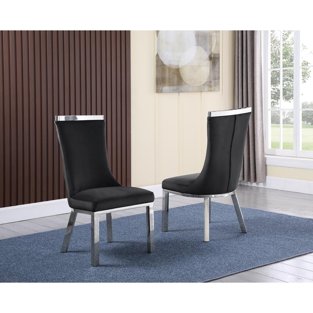 9pc dining set- Rectangle Marble table with a U shape silver base and 8 black side chairs