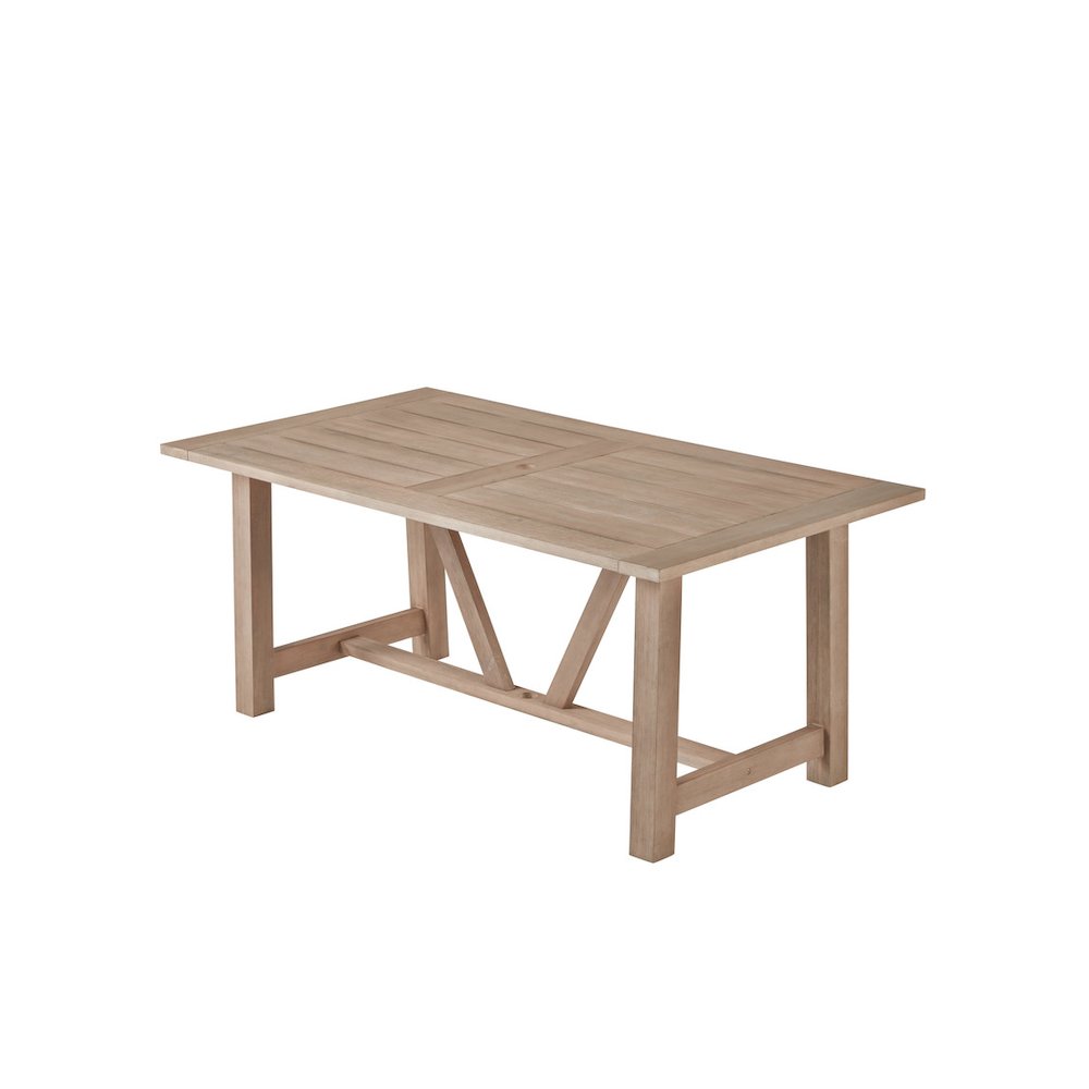 Outdoor Patio Dining Table – Rectangular Light Oak Acacia Wood Frame Table