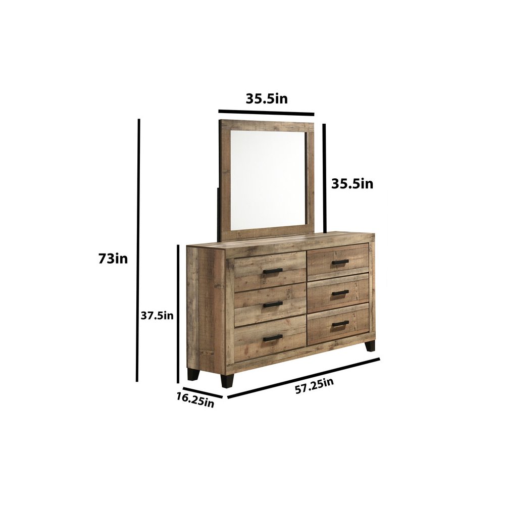 5pc Queen Panel Bedroom Set Weathered Brown Pine color