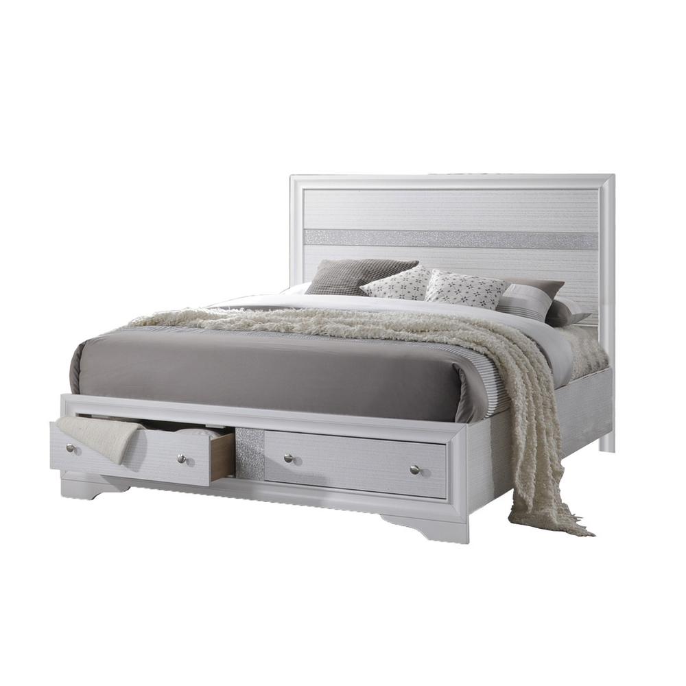 Catherine White Platform Eastern King Bed – White