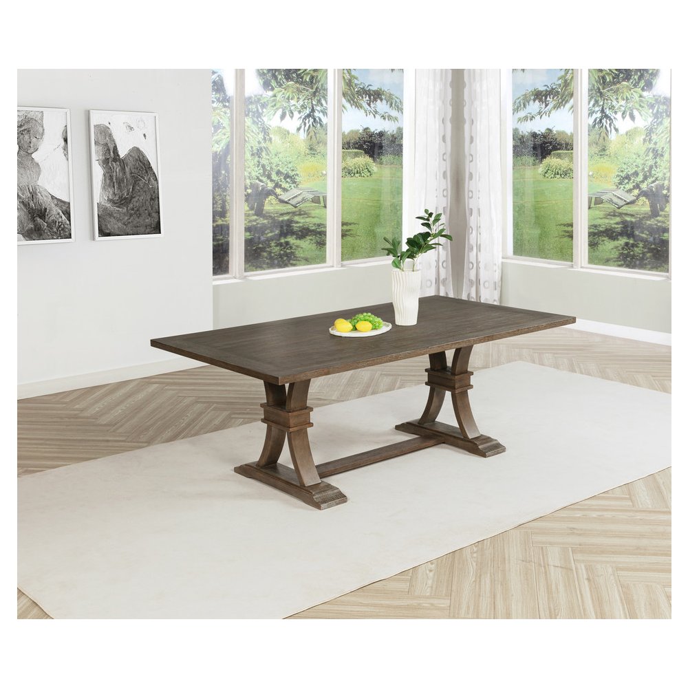 5 Piece Traditional Dining With Dark Grey Dining Chairs