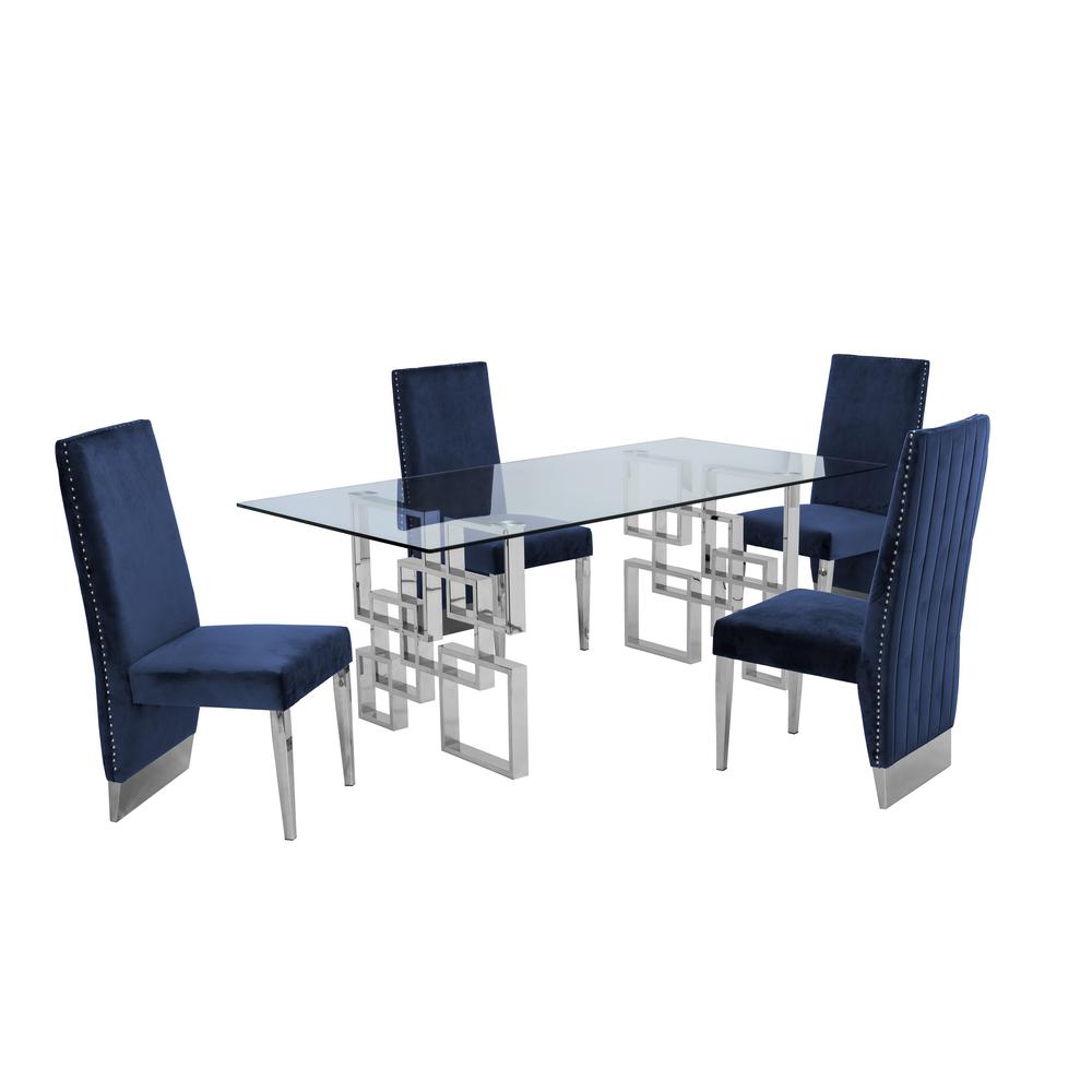 5 Piece Dining Set w/ Stainless Steel Table 820