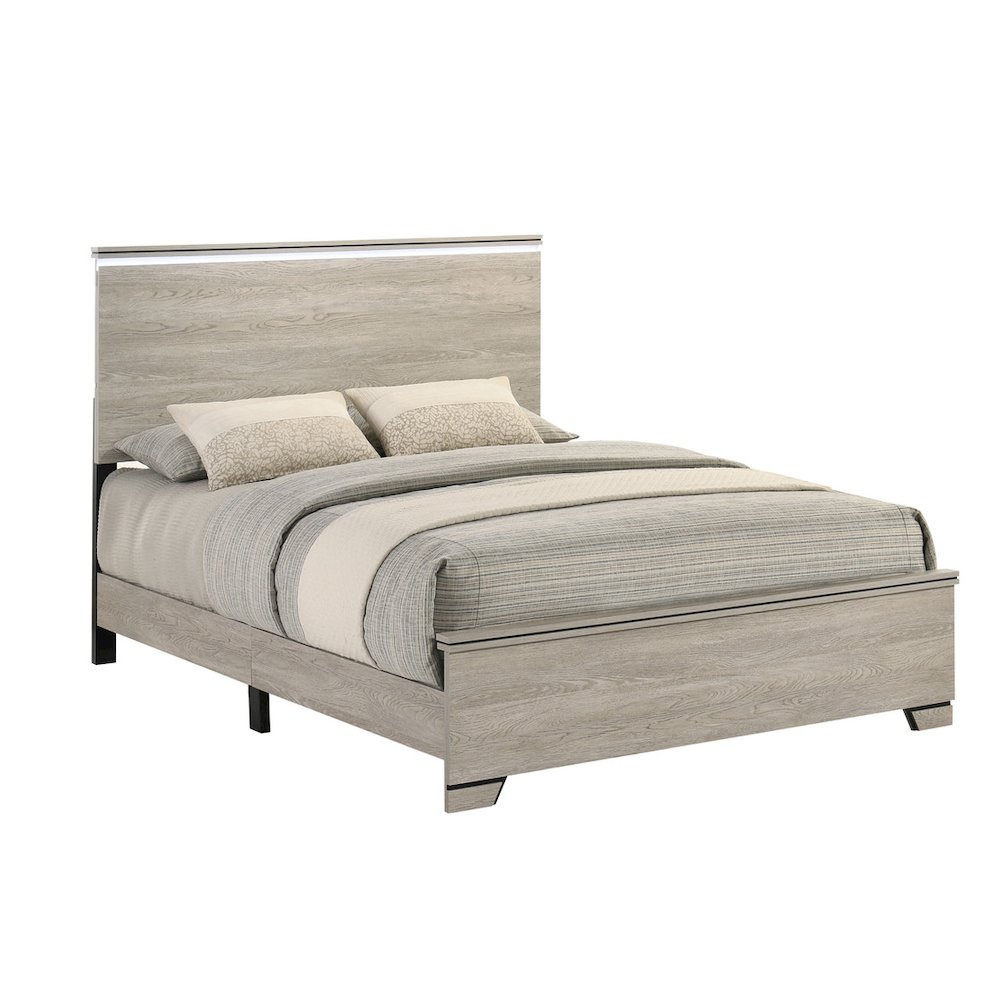 Eastern King Panel Bed Greige Rustic Oak
