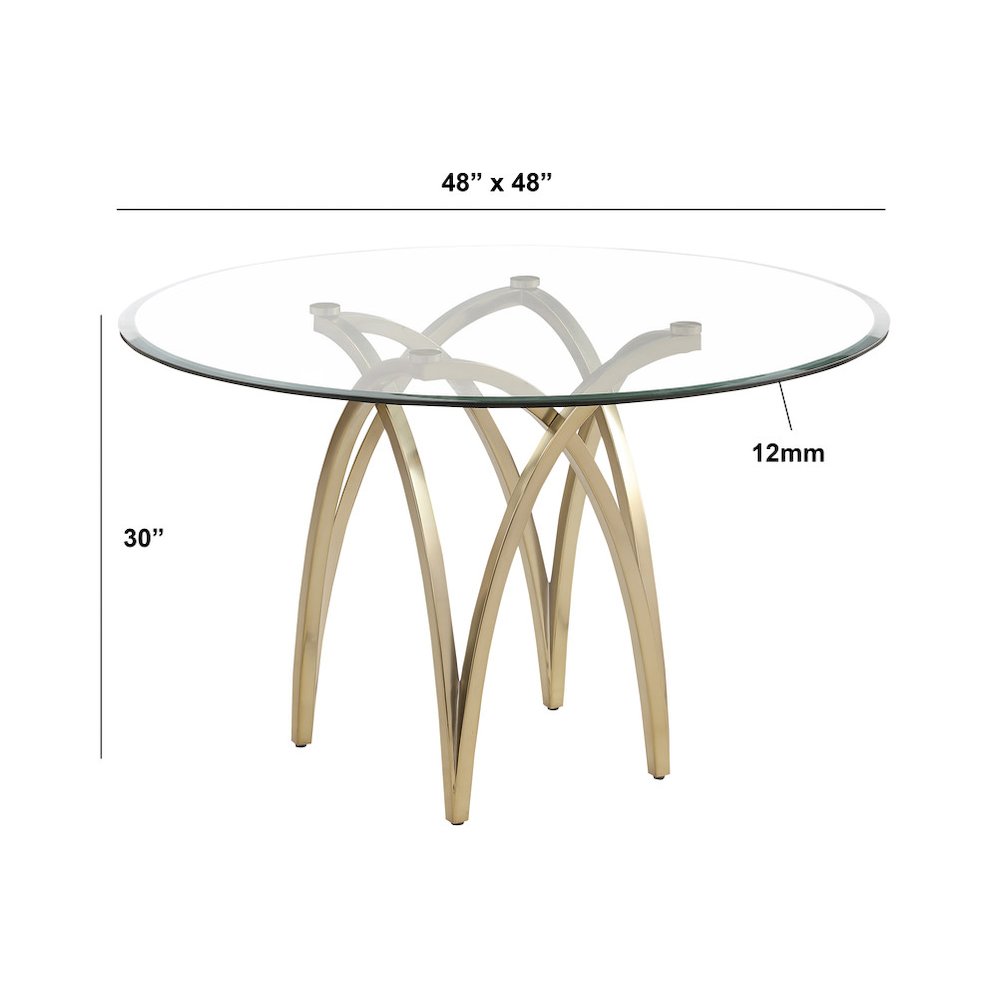 5Pc Round 48X48 Dining Set With 4 Cream Boucle Chairs