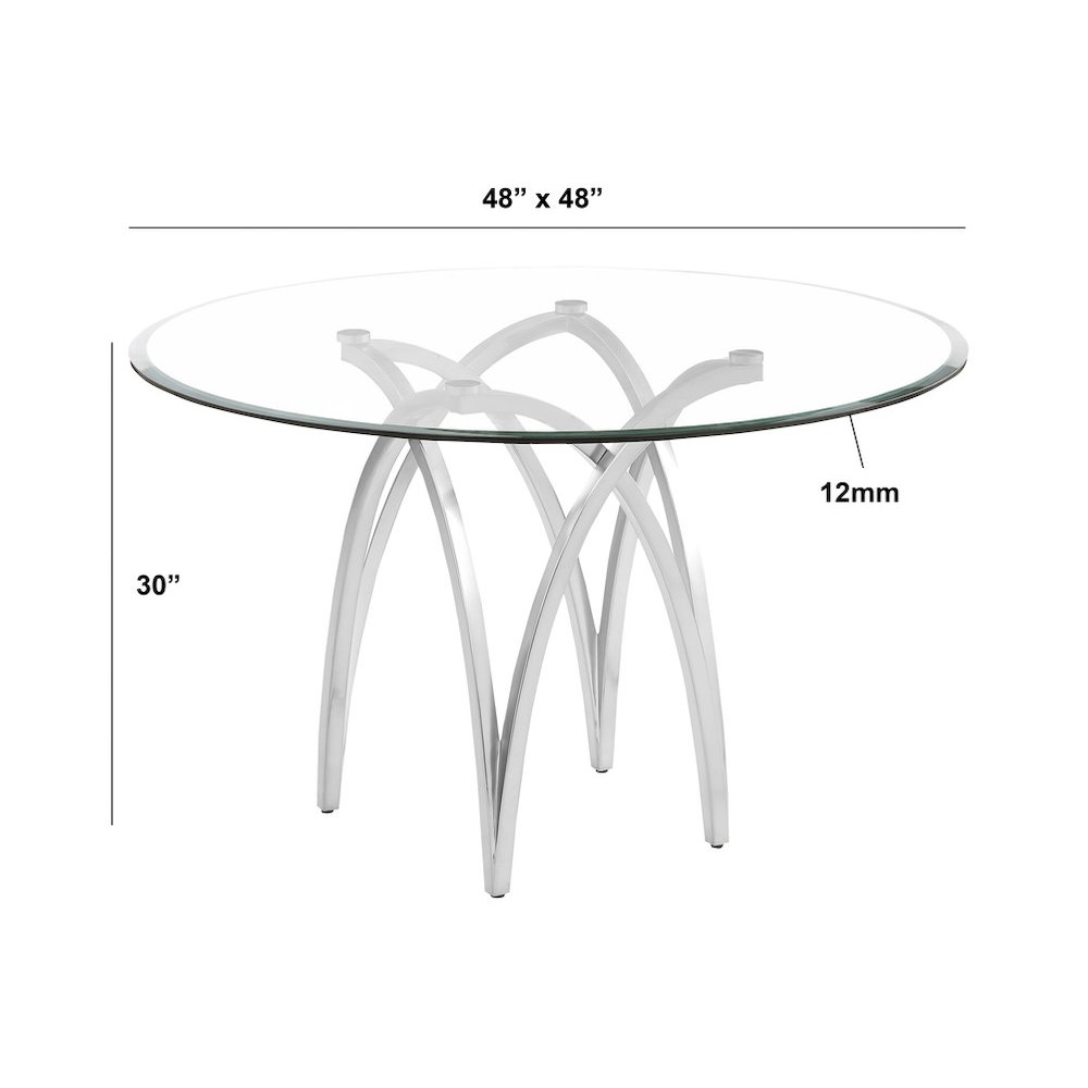5Pc Round 48X48 Dining Set With 4 Cream Boucle Chairs
