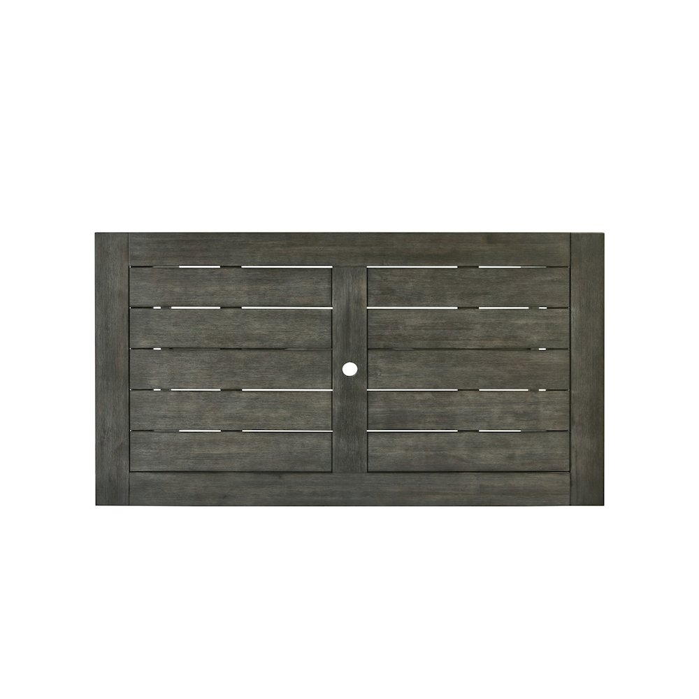 Outdoor Patio Dining Table – Rectangular Gray Acacia Wood Frame Table