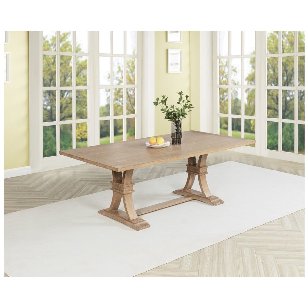 5 Piece Traditional Dining Table With Beige Side Chairs