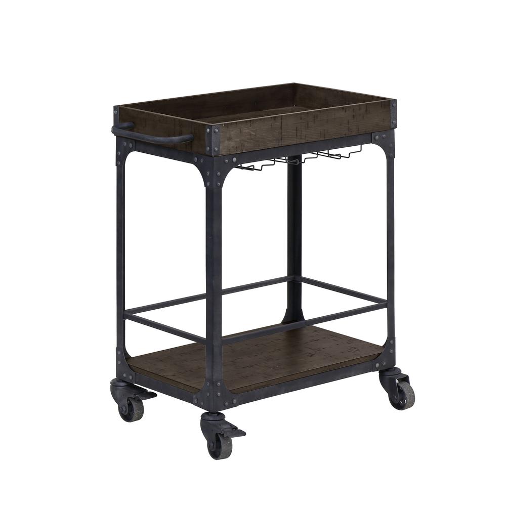 Rustic Espresso Cart with Lower Shelf
