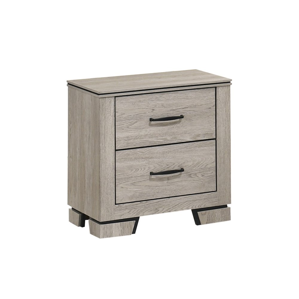5pc Queen Panel Bedroom Set Greige Rustic Oak
