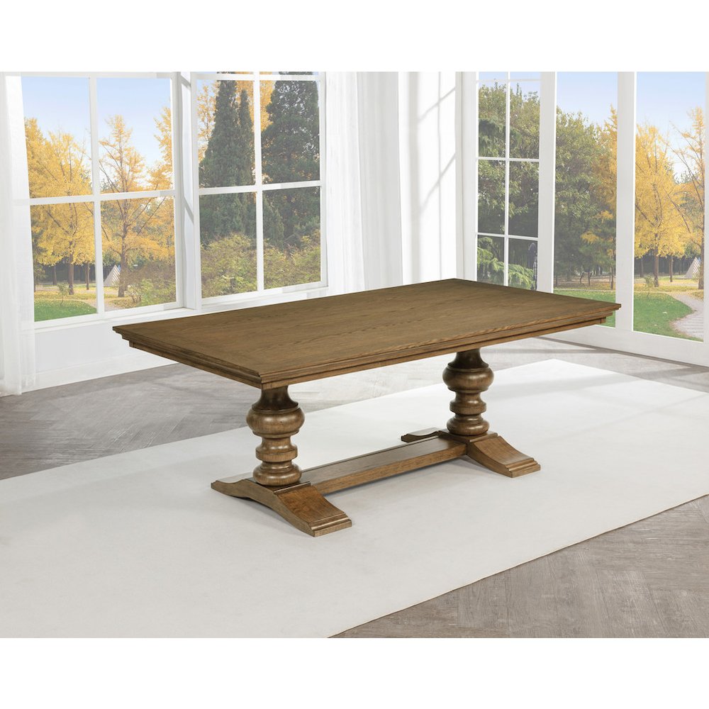Traditional Dinging Set With 4 Beige Side Chairs And One 72″ Wood Dining Table