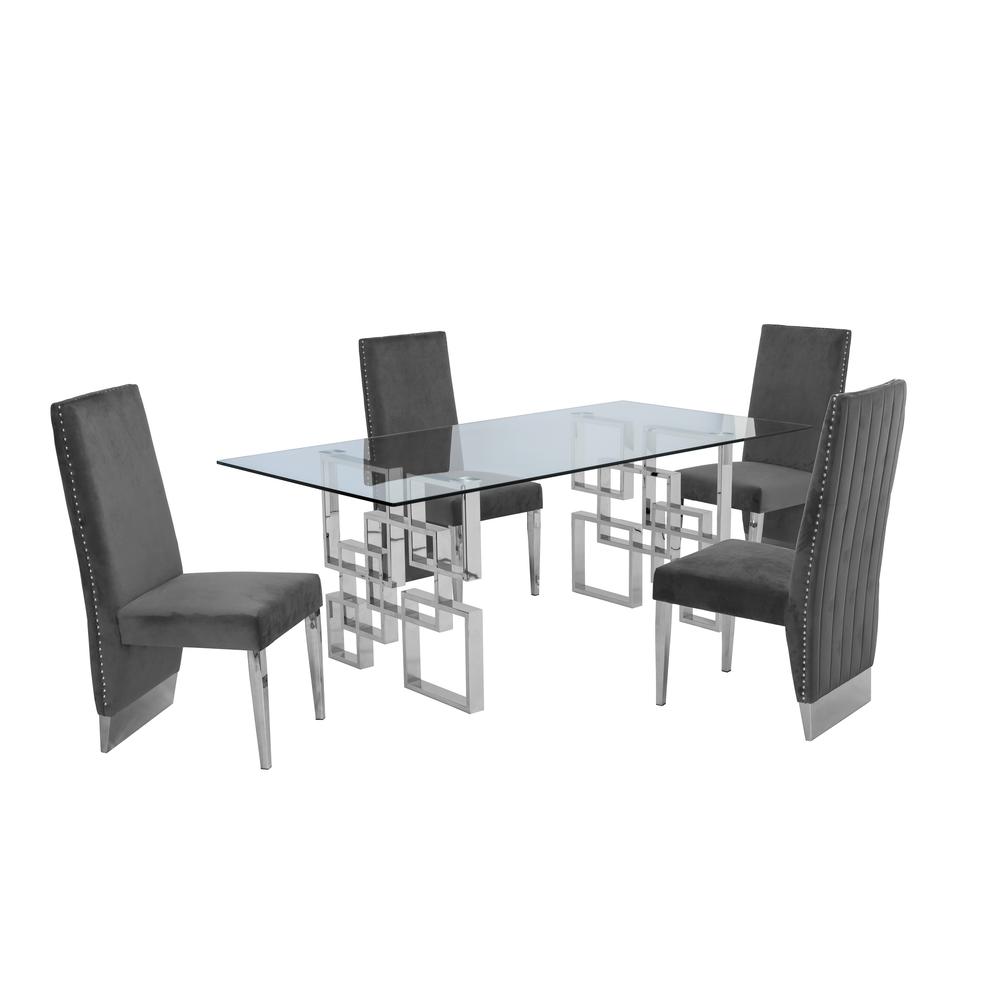 5 Piece Dining Set w/ Stainless Steel Table 813