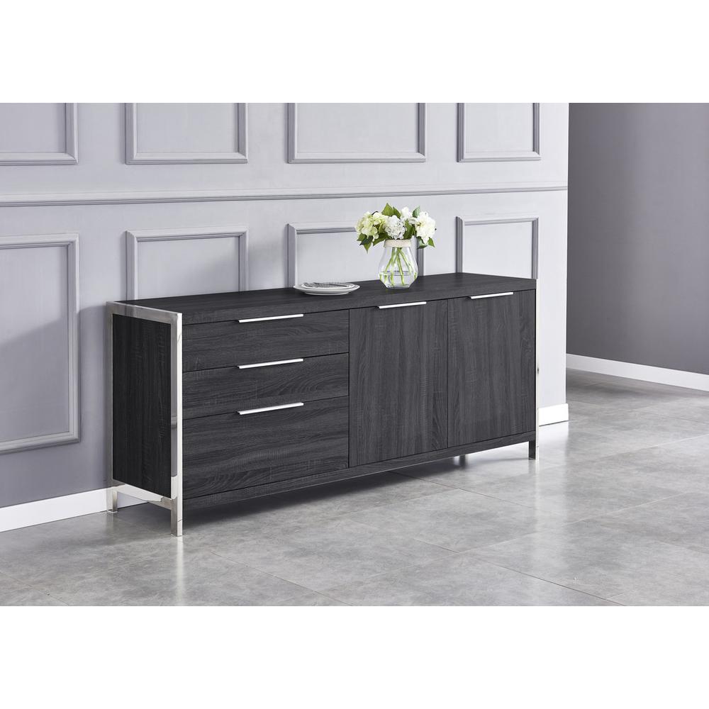 Walnut wrapped cabinet stand with stainless steel handle