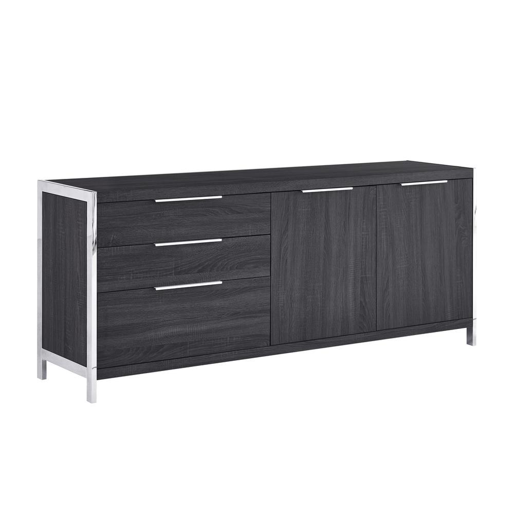 Walnut wrapped cabinet stand with stainless steel handle