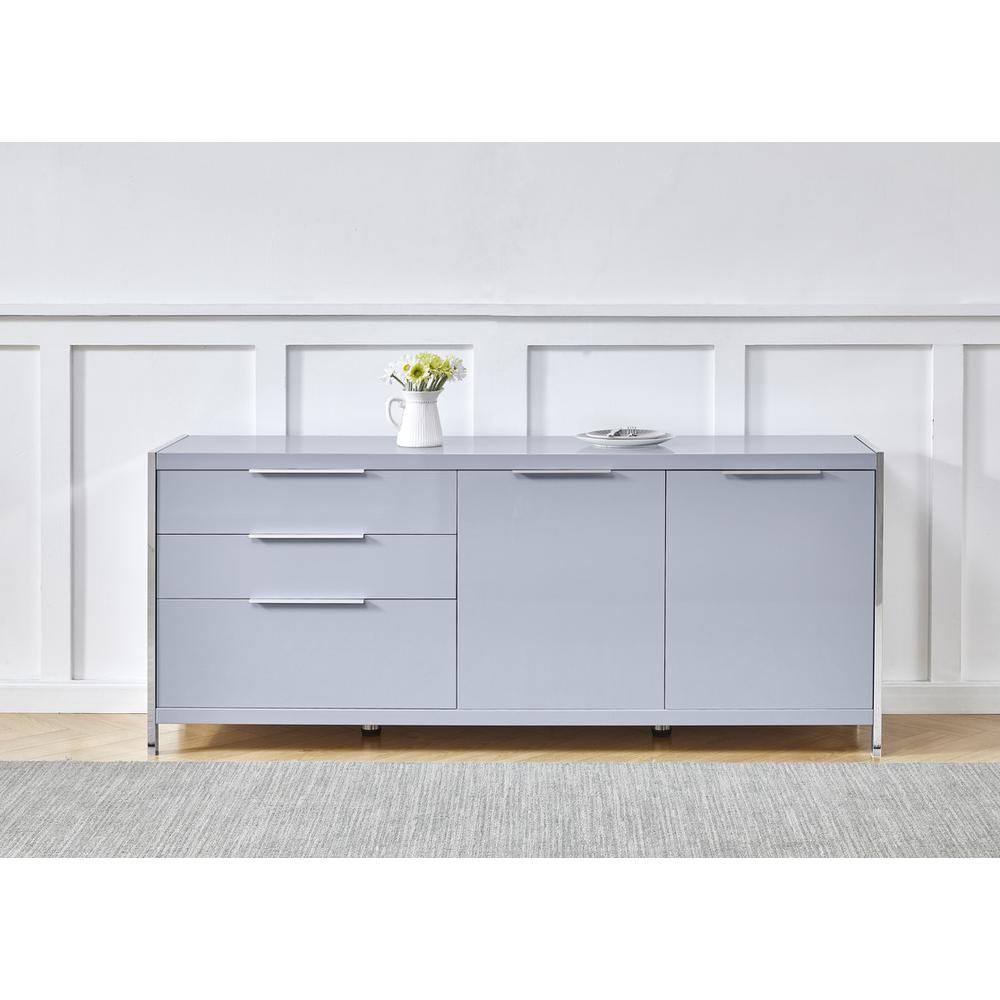 High Gloss Gray cabinet stand with stainless steel handle