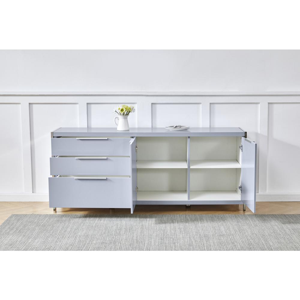 High Gloss Gray cabinet stand with stainless steel handle