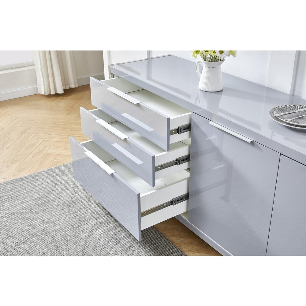 High Gloss Gray cabinet stand with stainless steel handle